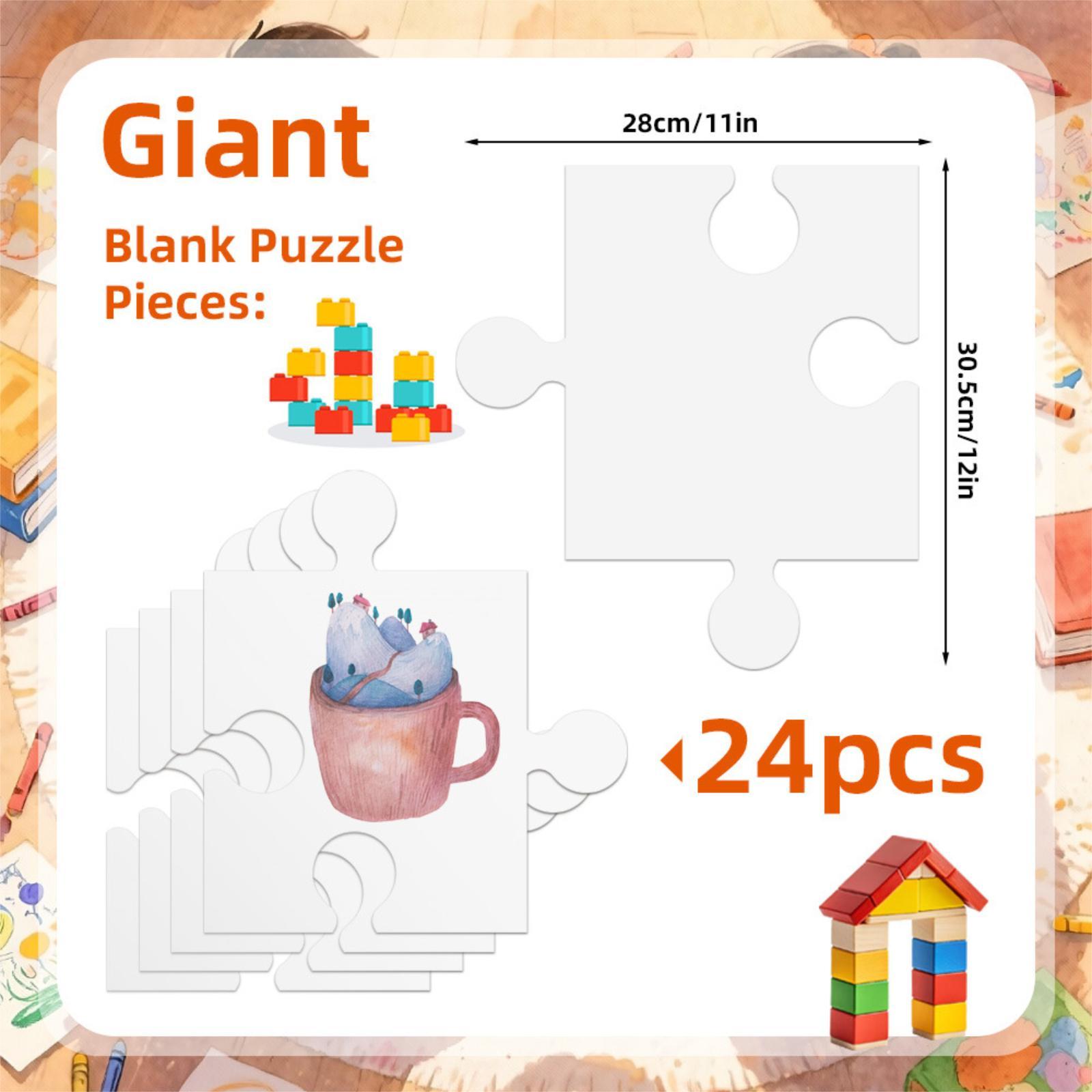 Puzzle Blank White - 24枚の白い厚紙製ブランクジグソーパズル 30.5cmx28cm DIY用ブランクパズルボード