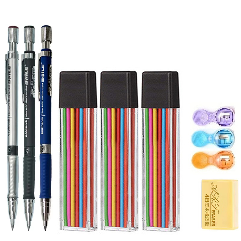 Staedtler Pencil Lumocolor - 2.0 ミリメートルシャープペンシルセット 2B 黒/色鉛リフィルスケッチ鉛筆アート描画絵画学校用自動鉛筆