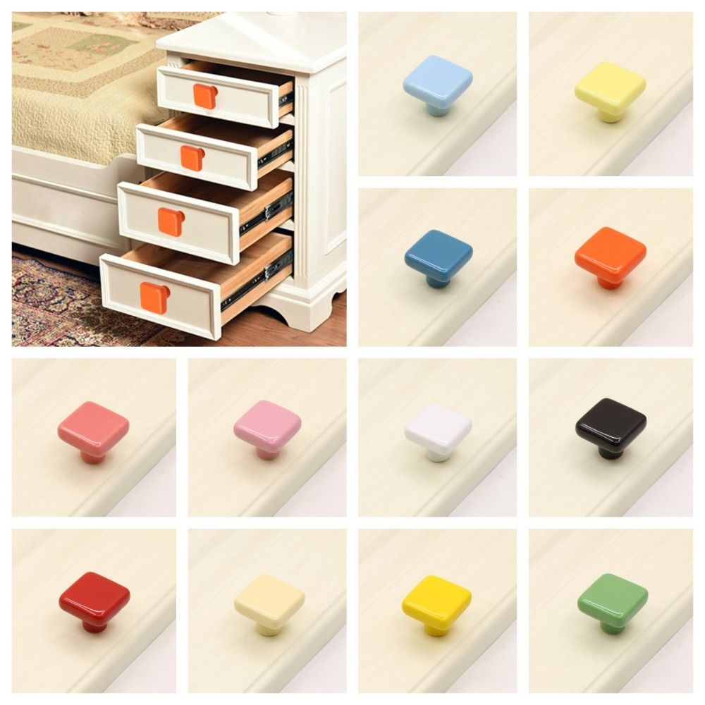 Ceramic Tile Blank - シンプルさ単穴カラーセラミックノブプルハンドルセラミックドアノブモダンスクエアキャビネットノブドレッサー