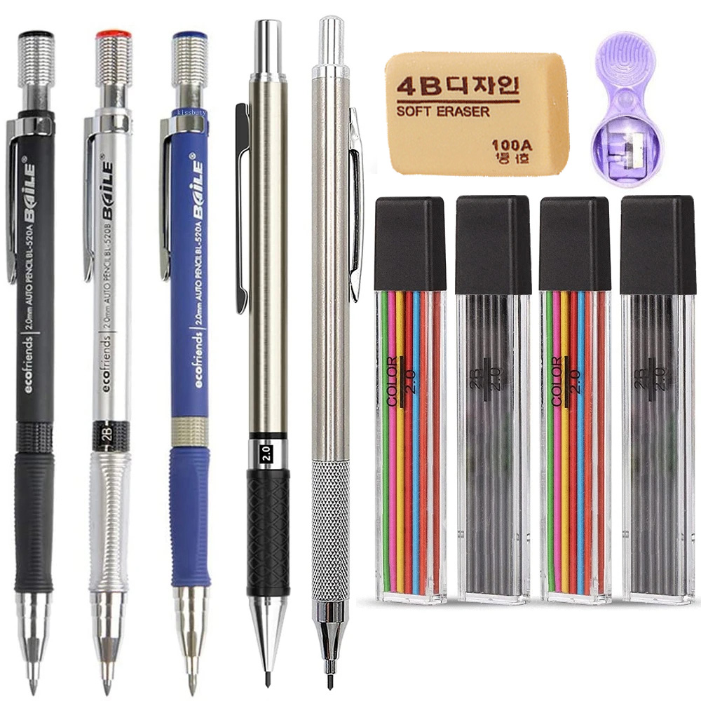 Staedtler Pencil Lumocolor - 2.0mm 2B シャープペンシル 自動描画ペンシル カラー/黒鉛リフィル付き 学生のスケッチや学校文具に最適