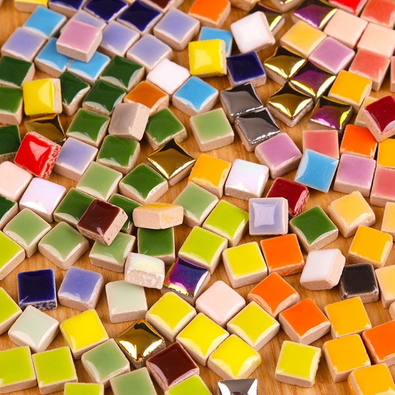 Ceramic Tile Blank - 100g DIYセラミックモザイクタイル ガラスミラー 手作り装飾タイル 壁工芸 カラフルクリスタル