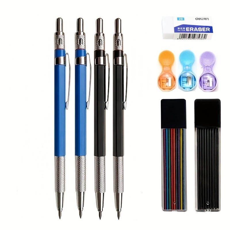Staedtler Pencil Lumocolor - 自動メカニカルペンシルセット,黒,鉛詰め替え,2b,アート,スケッチ,絵画,ライティングスクール,オフィスステーショナリー,2.0mm