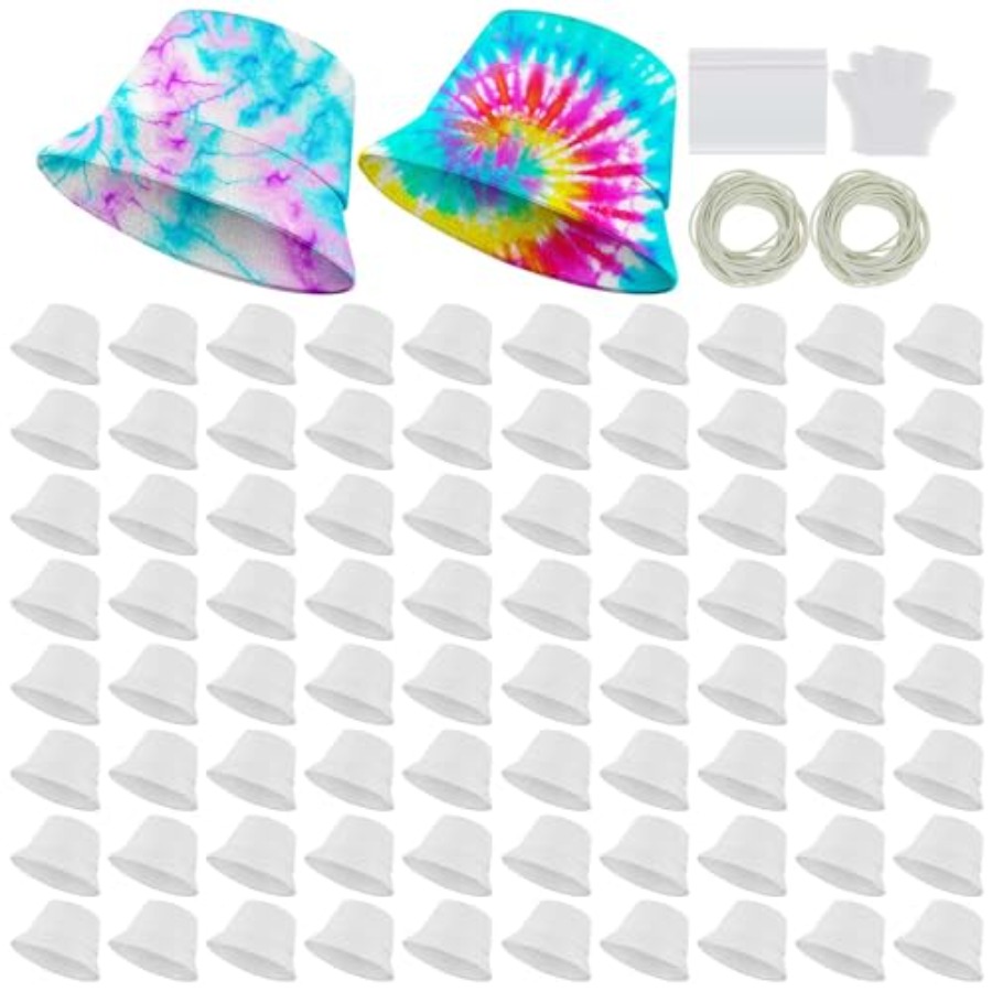 Hat Sublimation Blank - 白い綿のバケットハット、タイダイ用の無地のサンハット、DIY昇華プリントアクセサリー、タイダイパーティー用