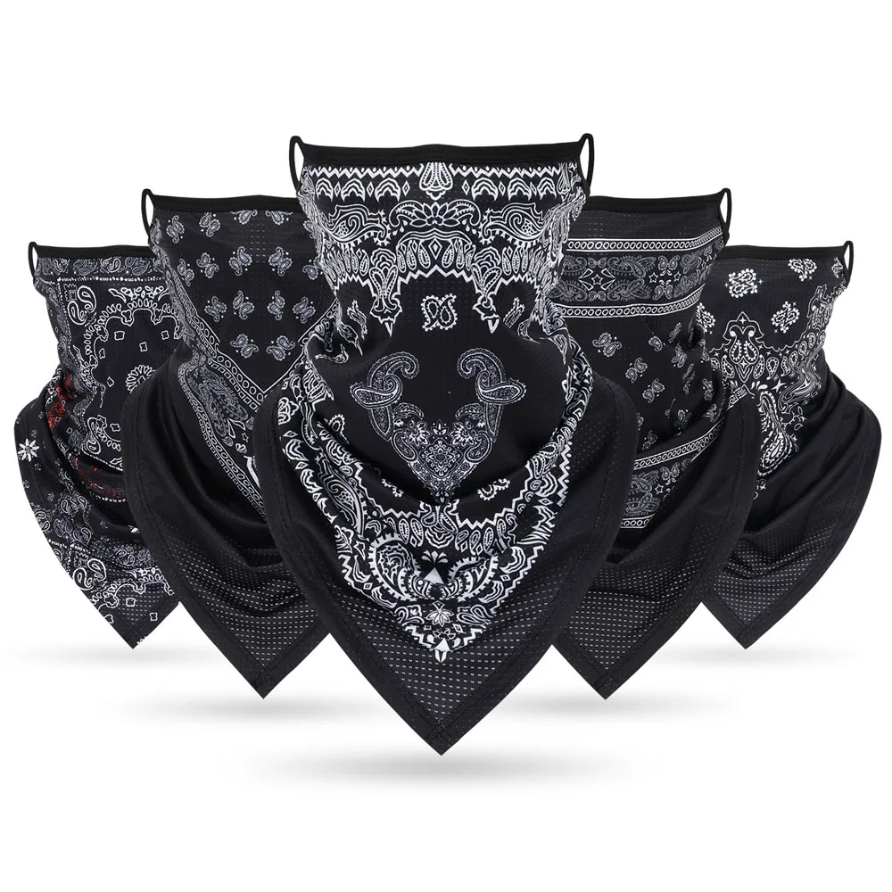イヤーループ付き多機能バンダナマスク,フェイスカバー,黒,白 - Bandana Blank White のレビューと価格