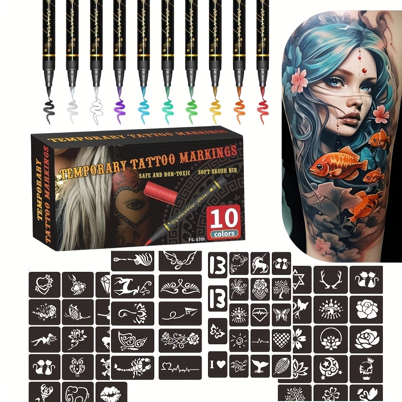 一時的なタトゥーマーカーセット 10色 59種類の再利用可能 - Copic Marker Sketch のレビューと価格
