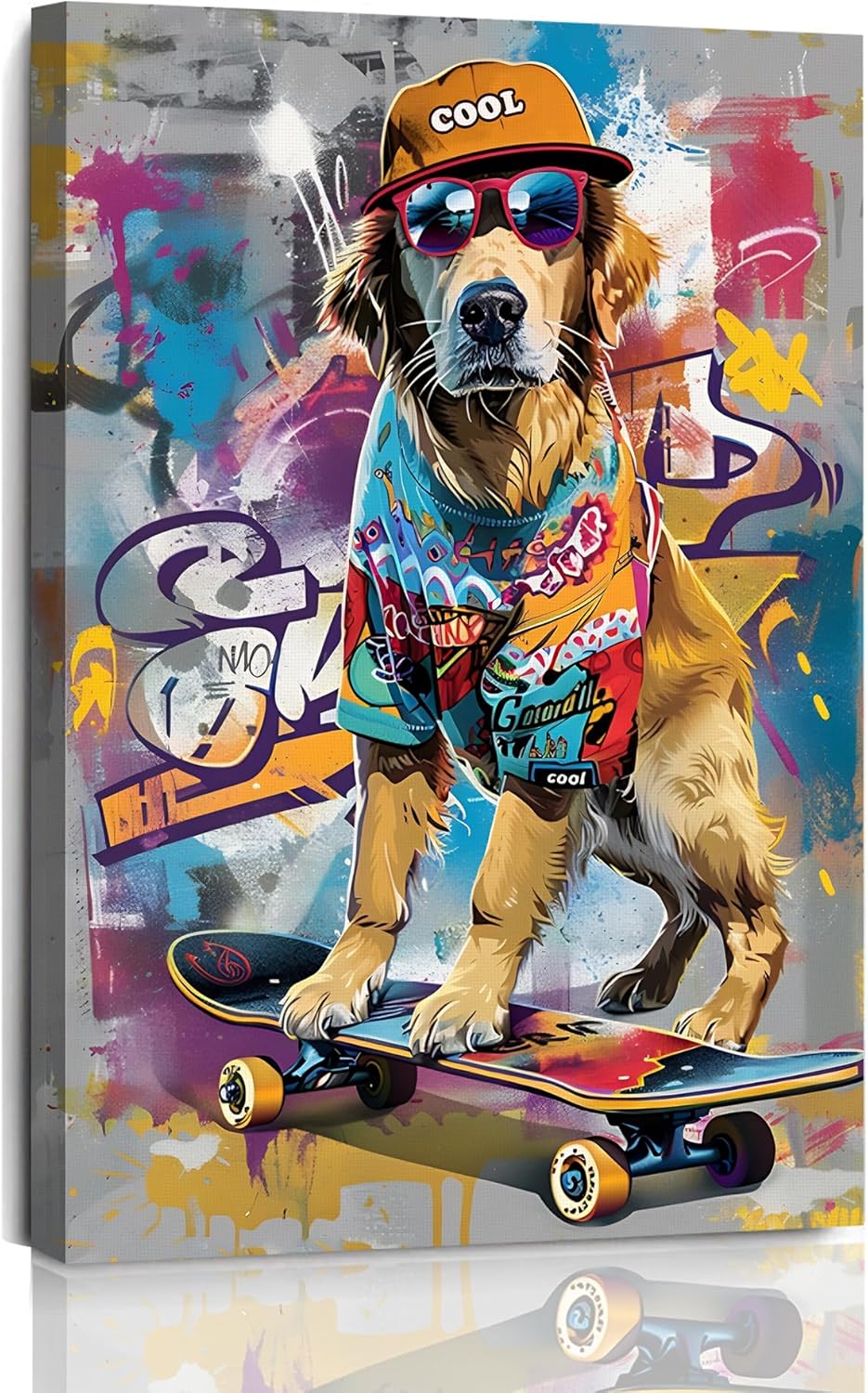 1枚、ファンタジーアーティストによるカラフルなキャンバス犬の - Canvas Wrap Ready のレビューと価格