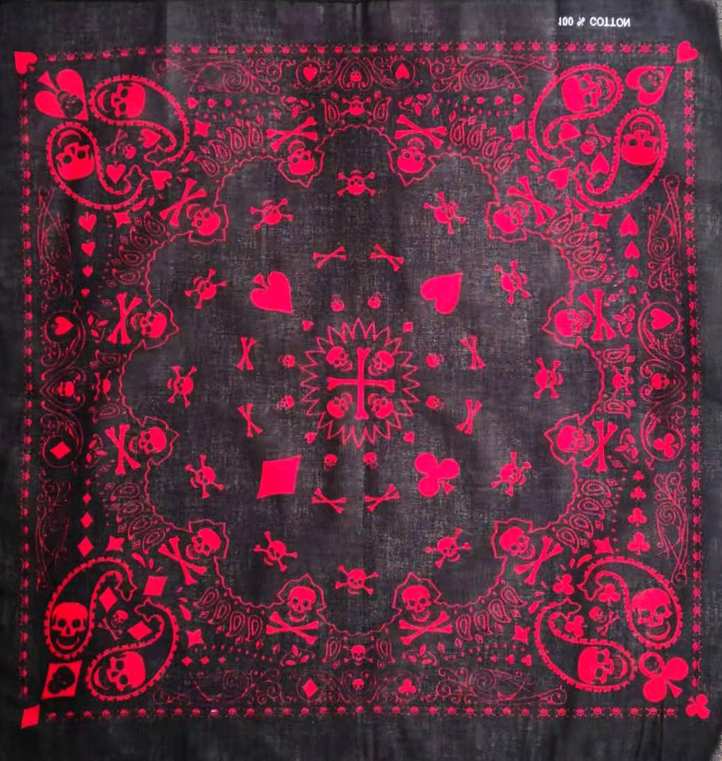 55 センチメートル白黒赤スカルポーカー幾何バンダナユニセッ - Bandana Blank White のレビューと価格