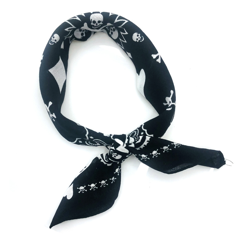 55 センチメートル白黒赤スカルポーカー幾何バンダナユニセッ - Bandana Blank White のレビューと価格